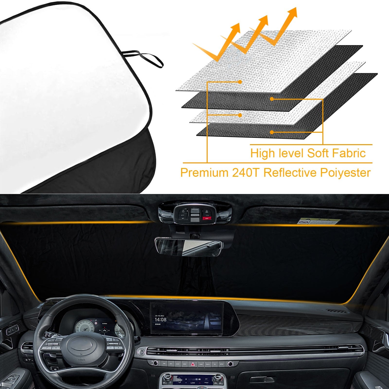 Custom for Hyundai Palisade 2020-2025 Windshield Sun Cover Sunshade Blocks UV