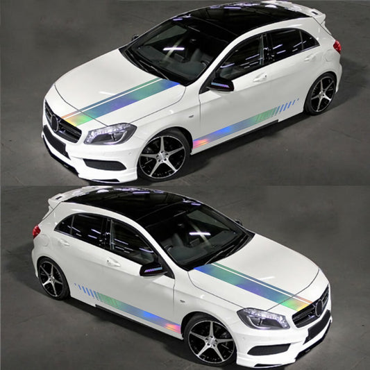 Laser Stripes Accessory Car Side Skirt Door Racing Graphic Vinyl Sticker Decal