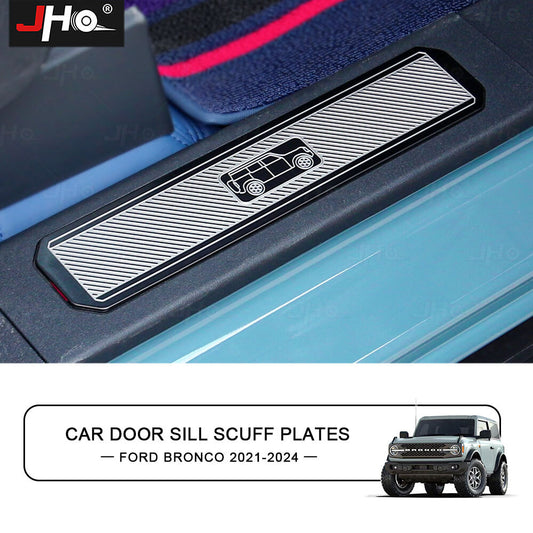 Stainless Steel Car Door Sill Scuff Plates Cover Trim for Ford Bronco 2021-2024