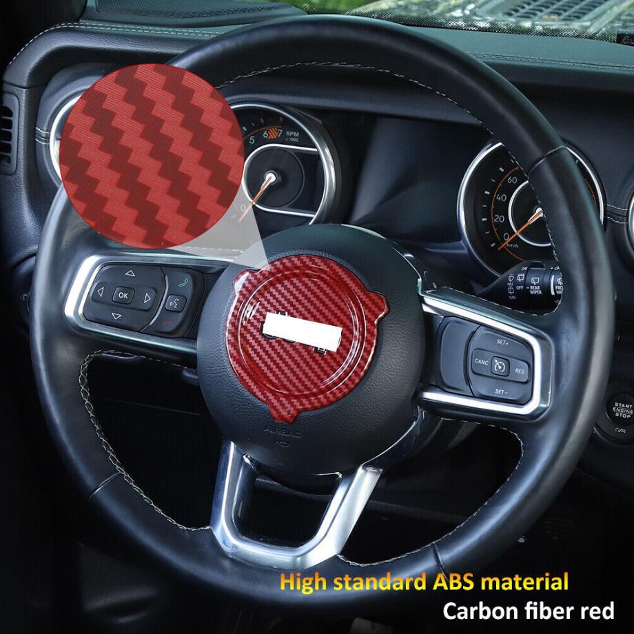 Red Carbon Steering Wheel Center Cover for Jeep for Wrangler JL 18-2023 Accessories v