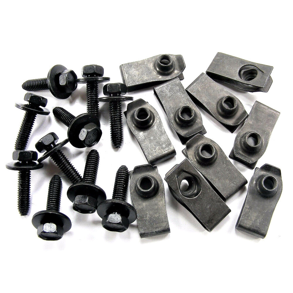 20 Pcs M6-1.0 x 25mm Long- 10mm Hex Body Bolts  U-nut Clips for Ford 147163194