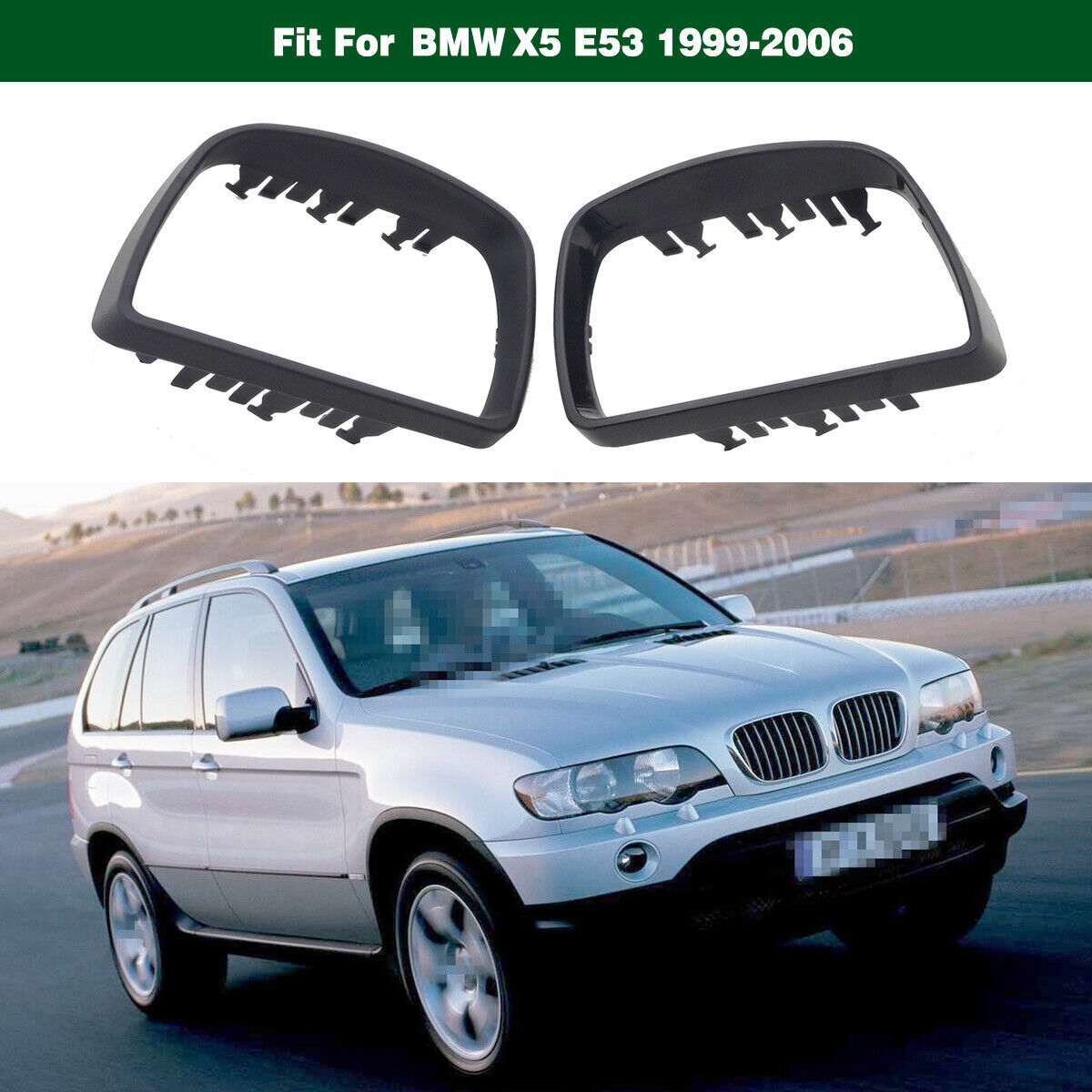 1Pair LH R Side Wing Door Mirror Cover Cap Trim Ring for BMW E53 X5 1999-2006