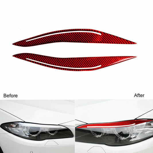 Carbon Fiber Headlight Eyebrow Eyelid Cover Fit for BMW 5 Series F10 2014-2016