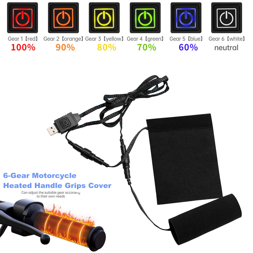 12V 6-Gear Adjustable Motorcycle Electric Heated Handgrip Protective Cover Kit n