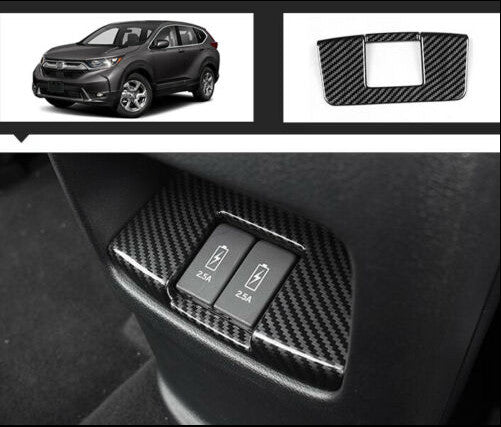 for Honda CRV 2017-2020 Carbon Fiber Interior Rear Row Charging USB Cover Trim