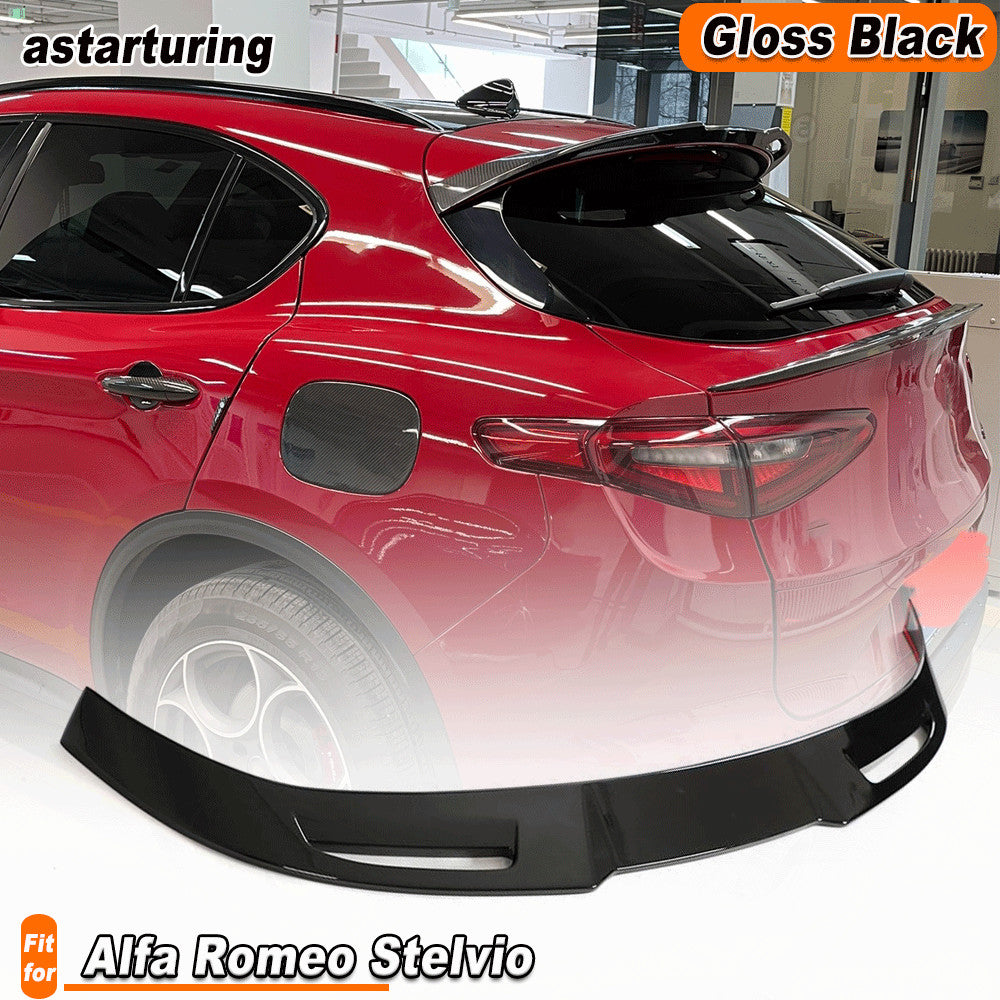 Fit for Alfa Romeo for Stelvio 2017-20 Gloss Black Rear Roof Spoiler Trunk Wing Lip