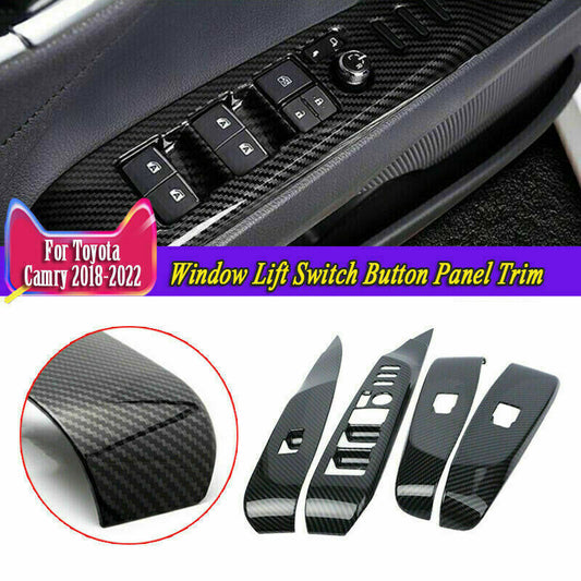 for Toyota for Camry 2018-2022 Carbon Fiber Style Car Window Lift Switch Cover Trim