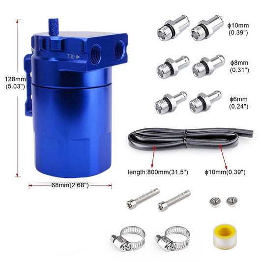 Car Baffled Blue Aluminum Alloy Reservior Air Oil Separator Catch Can Tank Kit
