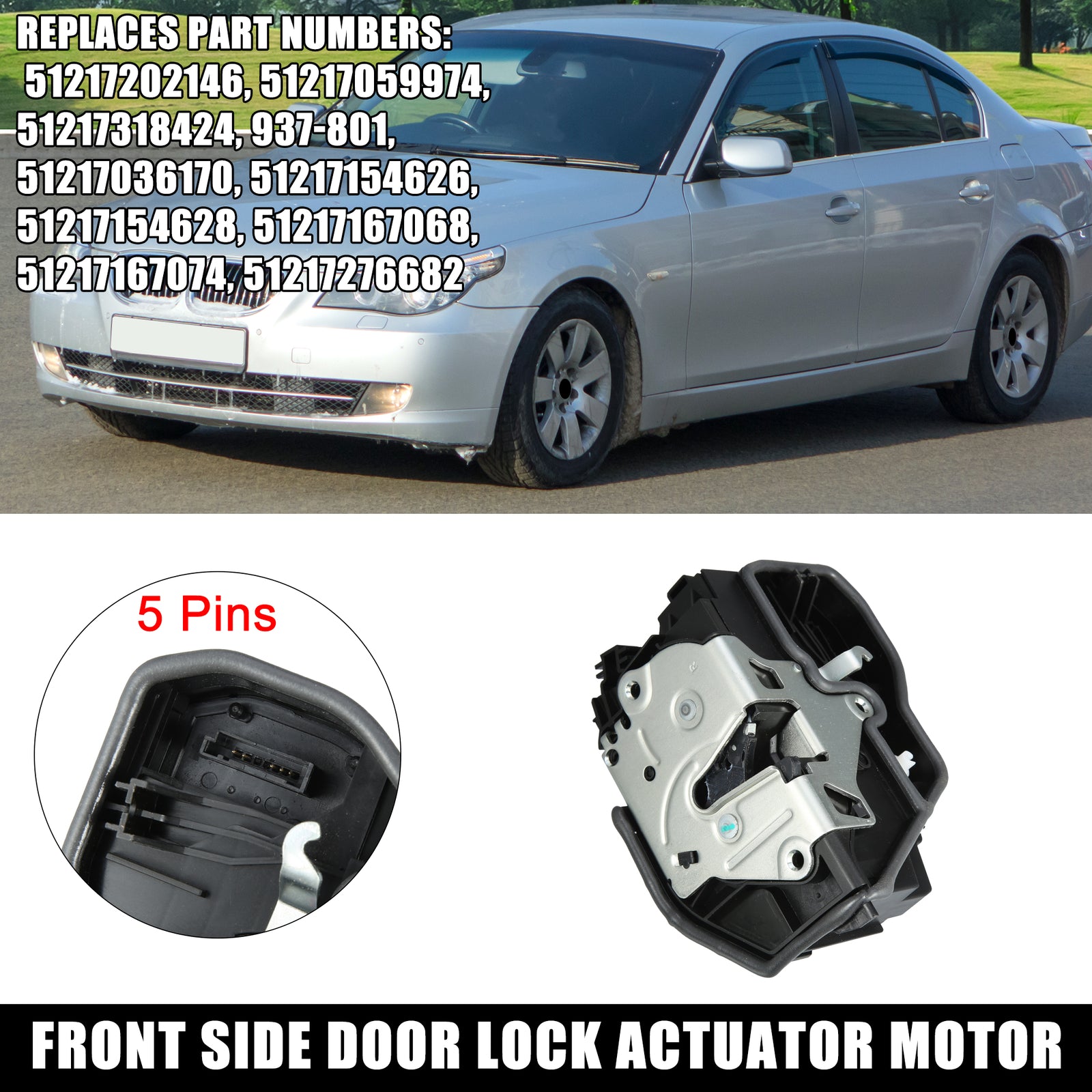 Front Right Side Door Lock Actuator Motor for BMW E60 E65 E70 E90 51217202146