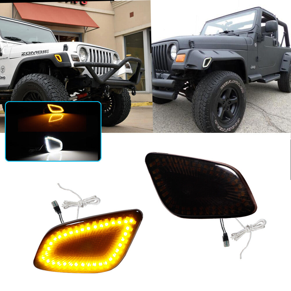 For 1997 - 2006 for Jeep for Wrangler Smoke Switch LED Amber and White Side Marker Lights - v