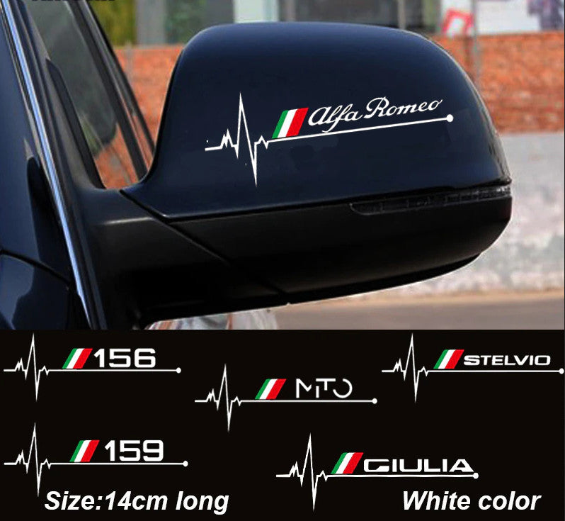 2-Pack White Rearview Mirror Sticker Badges for Alfa Romeo Giulia Accessories