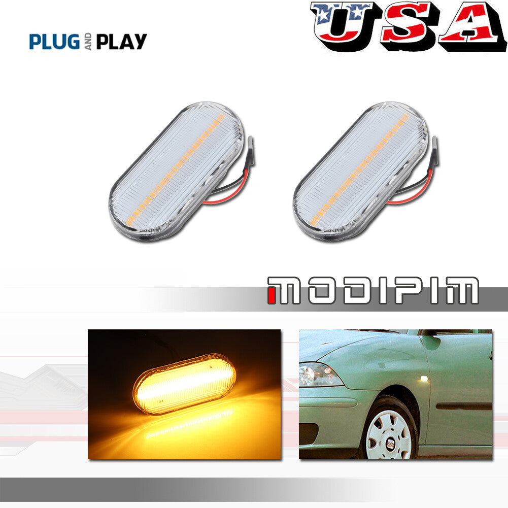 Transparent lens amber LED mudguard side marker light suitable for Volkswagen MK4, for Golf GTI, R32, Beetle 2X