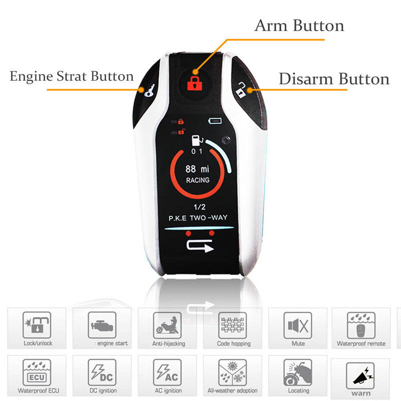 Motorcycle Anti-Theft Two-Way Alarm Automatic Locking Unlock A Key Control Flam