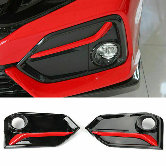 for Honda for Civic Hatchback 2016-2021 Black+Red Front Fog Light Lamp Panel Cover