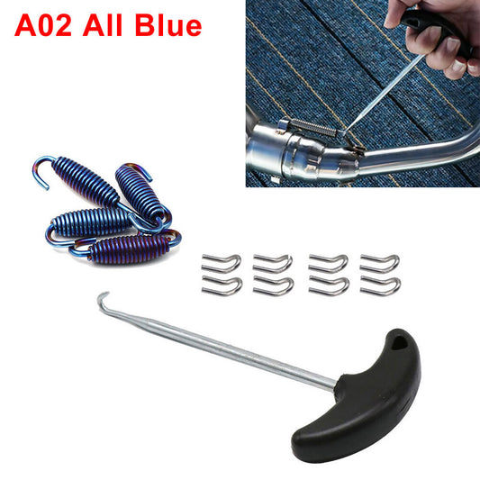 Stainless Steel Mounting Springs Hooks Set Link Motorcycle Exhaust Pipe Muffler