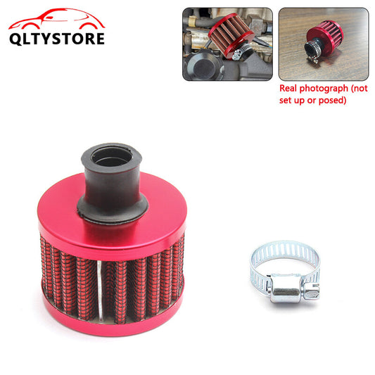 1*12mm Cold Air Intake Filter Car Breather Valve Cover Turbo Vent Crankcase Red Q