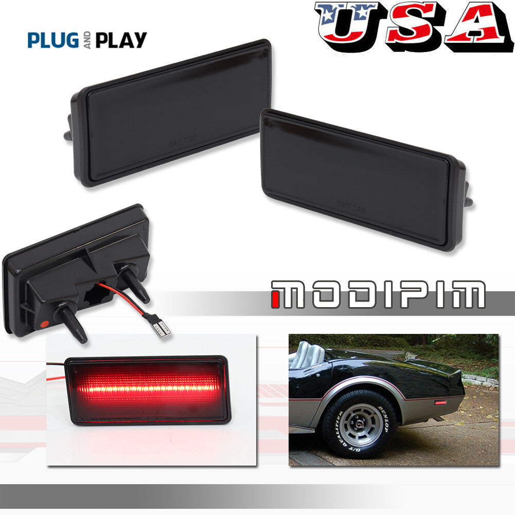 2-piece smoked lens rear red LED side marker light suitable for C3 for Corvette 1974-1979- v
