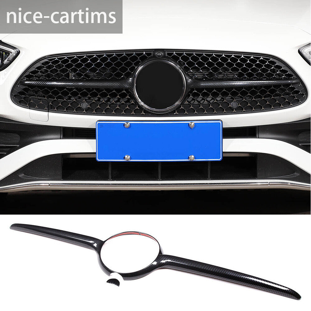 for Benz C Class W206 2022-2023 Front Center Grille Panel Cover ABS Carbon Fiber