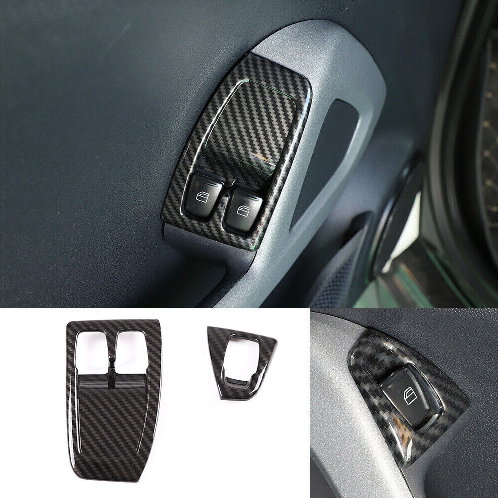 Carbon fiber ABS window lift switch cover for Smart 2010-14 n
