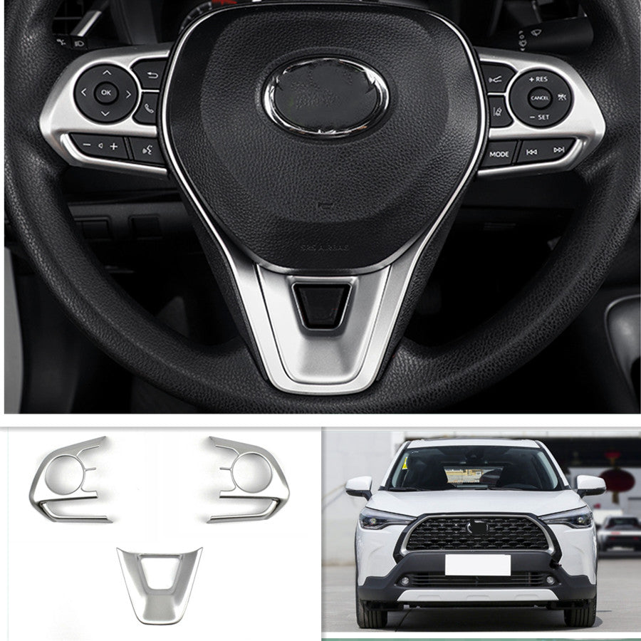 Matte silver Steering Wheel Trim 3pcs for Corolla Cross 2022 v