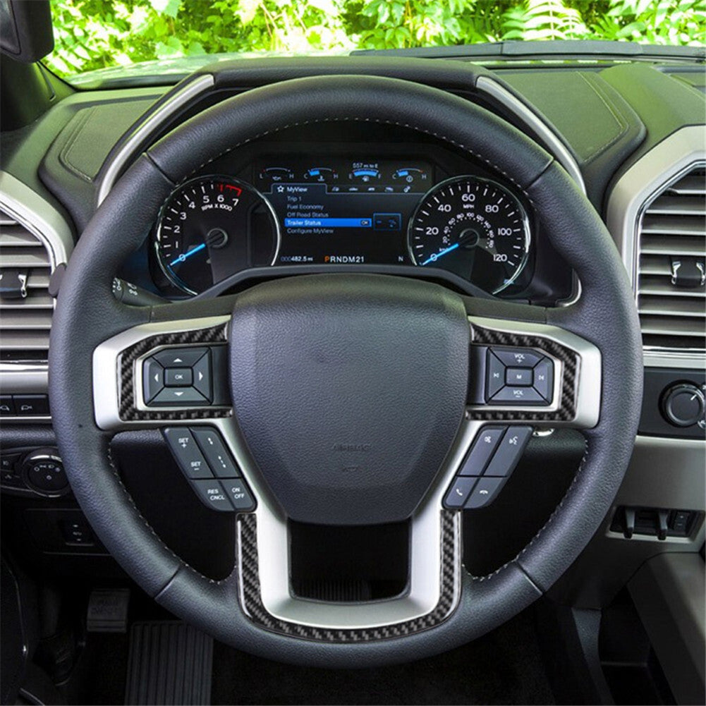 Carbon Fiber Interior Steering Wheel Panel Trim Cover  for ford  F-150 2015-2017