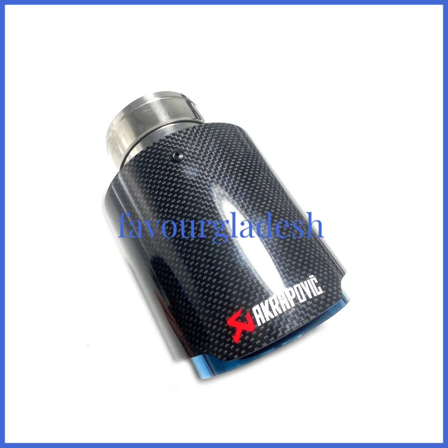 1X 3.0 76mm  3.076mm Akrapovic Glossy Carbon Fiber Exhaust tip Blue End pipe