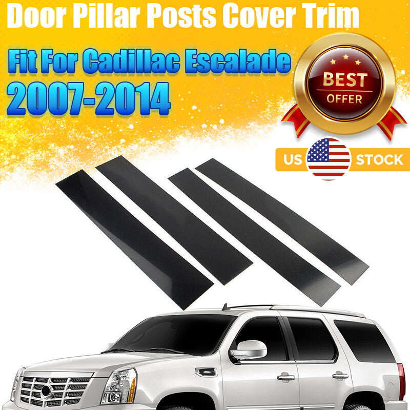 Suitable for 2007-2014 for Cadillac for Escalade Black B-pillar door and window trim covers (4x)