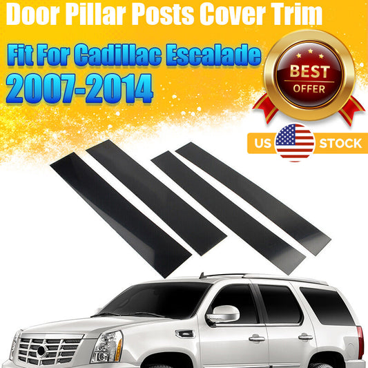 Suitable for 2007-2014 for Cadillac for Escalade Black B-pillar door and window trim covers (4x)