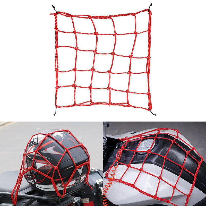 40*40CM Upgraded Reflective Motorcycle Elasticated Luggage Cargo Net Strong Red Q