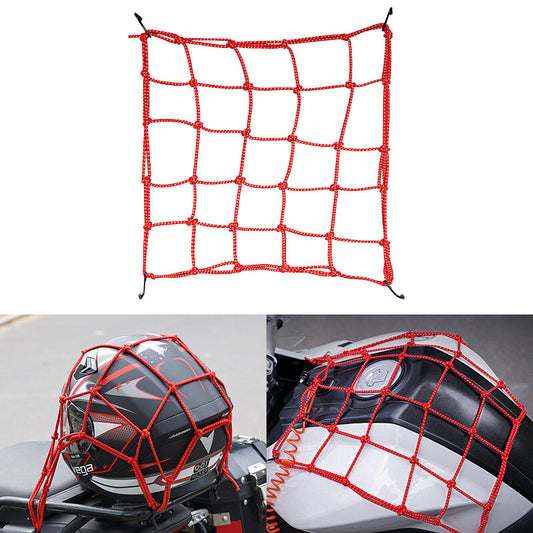 40*40CM Upgraded Reflective Motorcycle Elasticated Luggage Cargo Net Strong Red Q