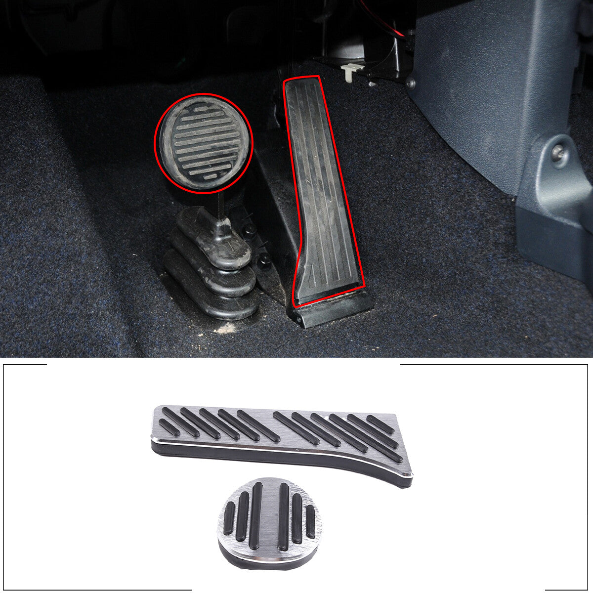 2-Pack Silver Aluminum Accelerator Brake Pedal Trim for SMART 2009-2014 n