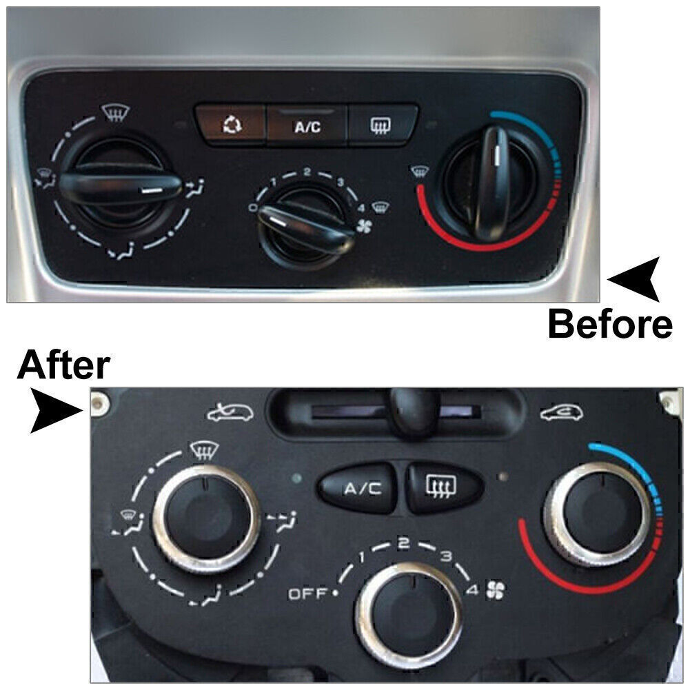 Switch Knob Heater Buttons A/C Cover Heat Fit for Peugeot 206 207 C2 Silver Car 3Pcs Q