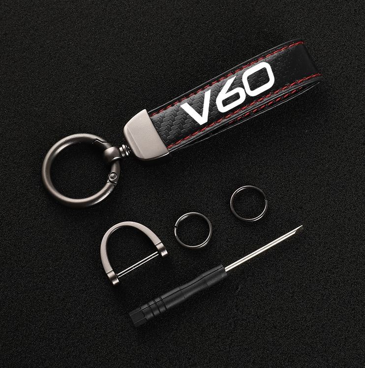 Suitable for V60 car keychains, key rings, key fobs, car accessories, black and red