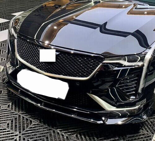 for Cadillac CT4 CT4-V 2020-2023 Glossy Black Front Bumper Lip Spoiler Guard 3x
