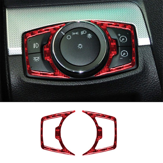 Carbon Fiber Interior Light Switchs Frame Trim for Ford Explorer 2011-2014 Red