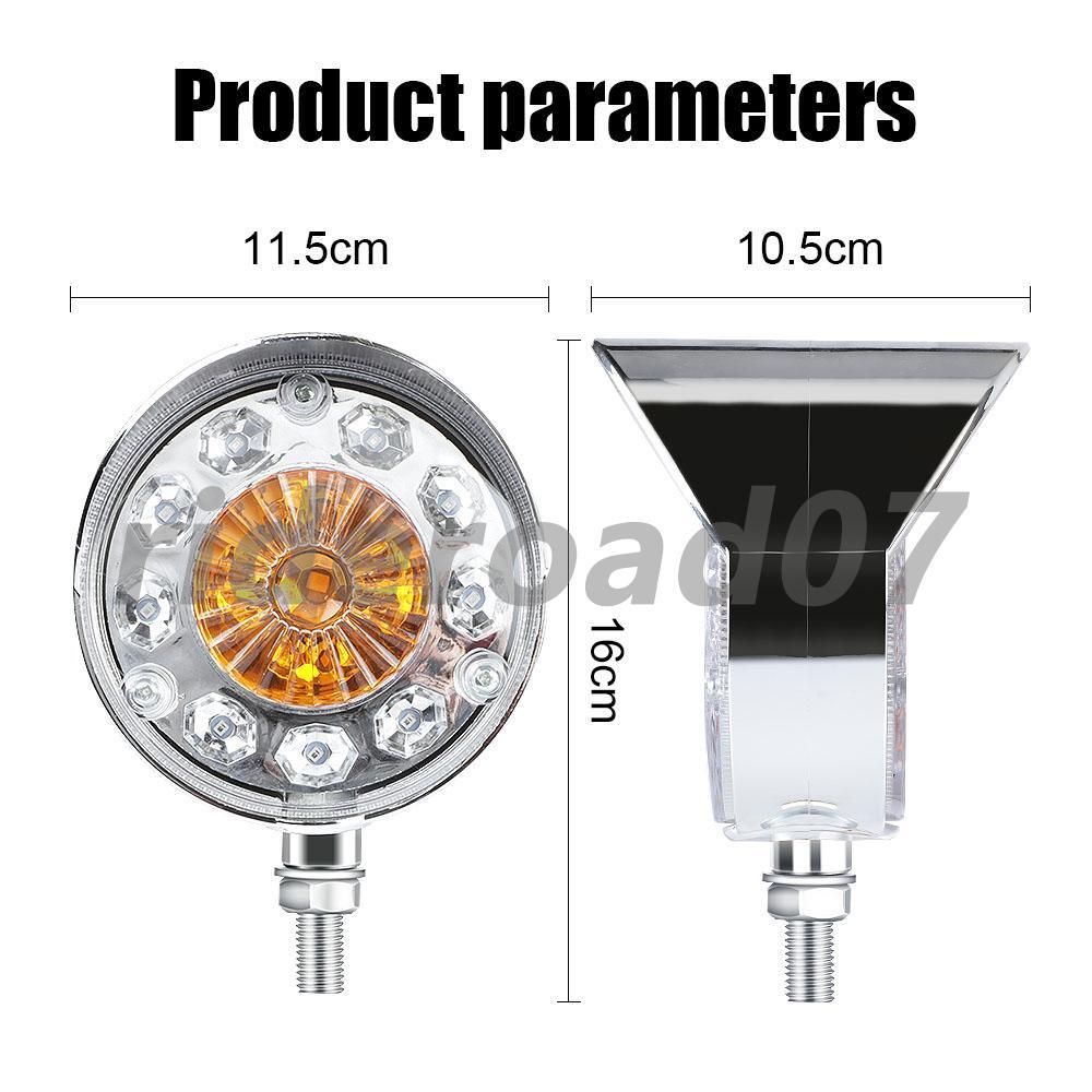 2X LED Double Face Side Round Marker Turn Signal Brake Semi Truck Fender Lights