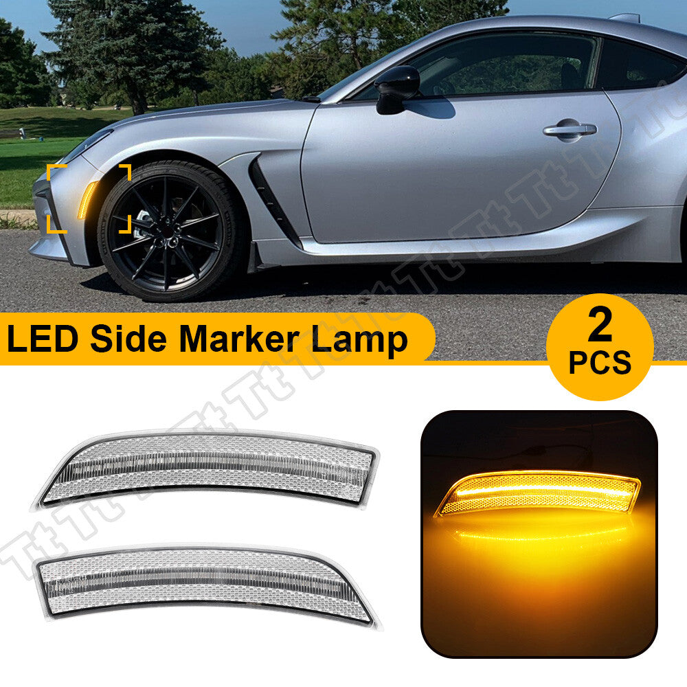 2pcs Clear LED Fender Side Marker Lights for 2022 2023 for GR86 for Subaru BRZ- v