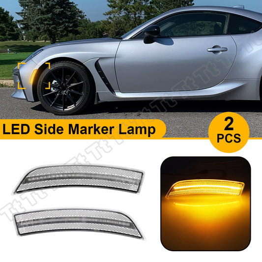 2pcs Clear LED Fender Side Marker Lights for 2022 2023 for GR86 for Subaru BRZ- v