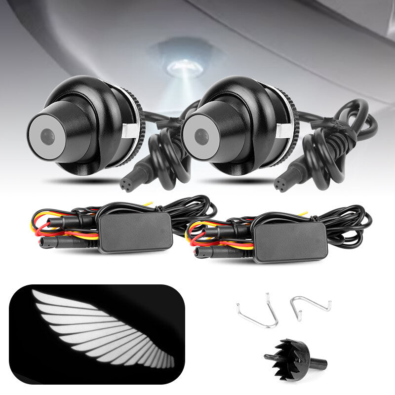 2PCS Rearview Mirror Side LED Angel Wing Light Welcome Lamp Shadow Projector NEW