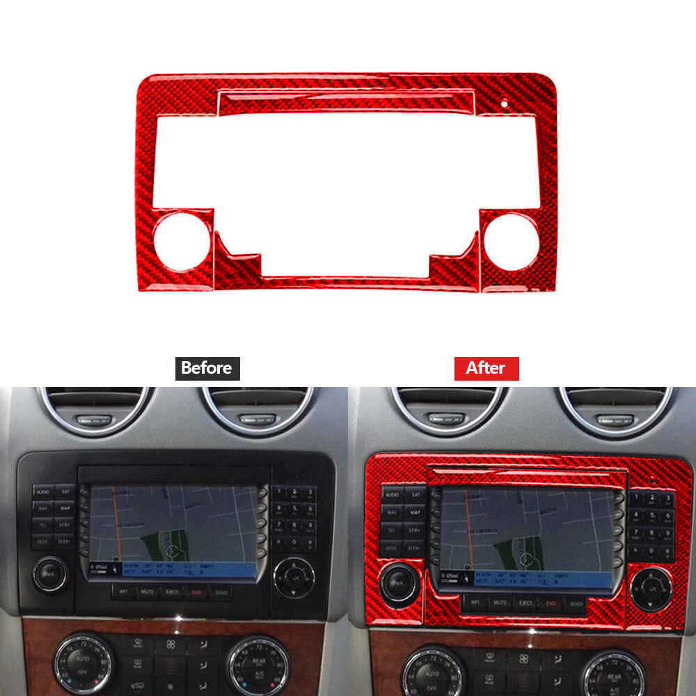Red carbon fiber navigation trim for Mercedes-Benz M-Class 2006-2011 type B