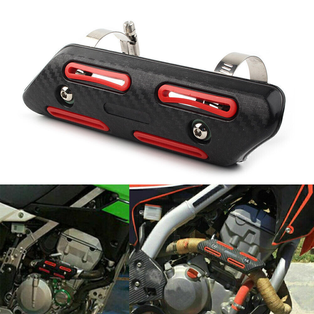 Motorcycle Exhaust Muffler Pipe Heat Shield Cover Heel Guard Red Anti-Scalding Q