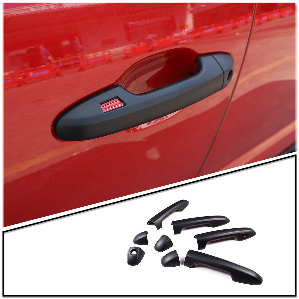 2 Red Carbon Fiber Headlight Switch Frame Cover Trim for Corvette C7 2014-2019- v