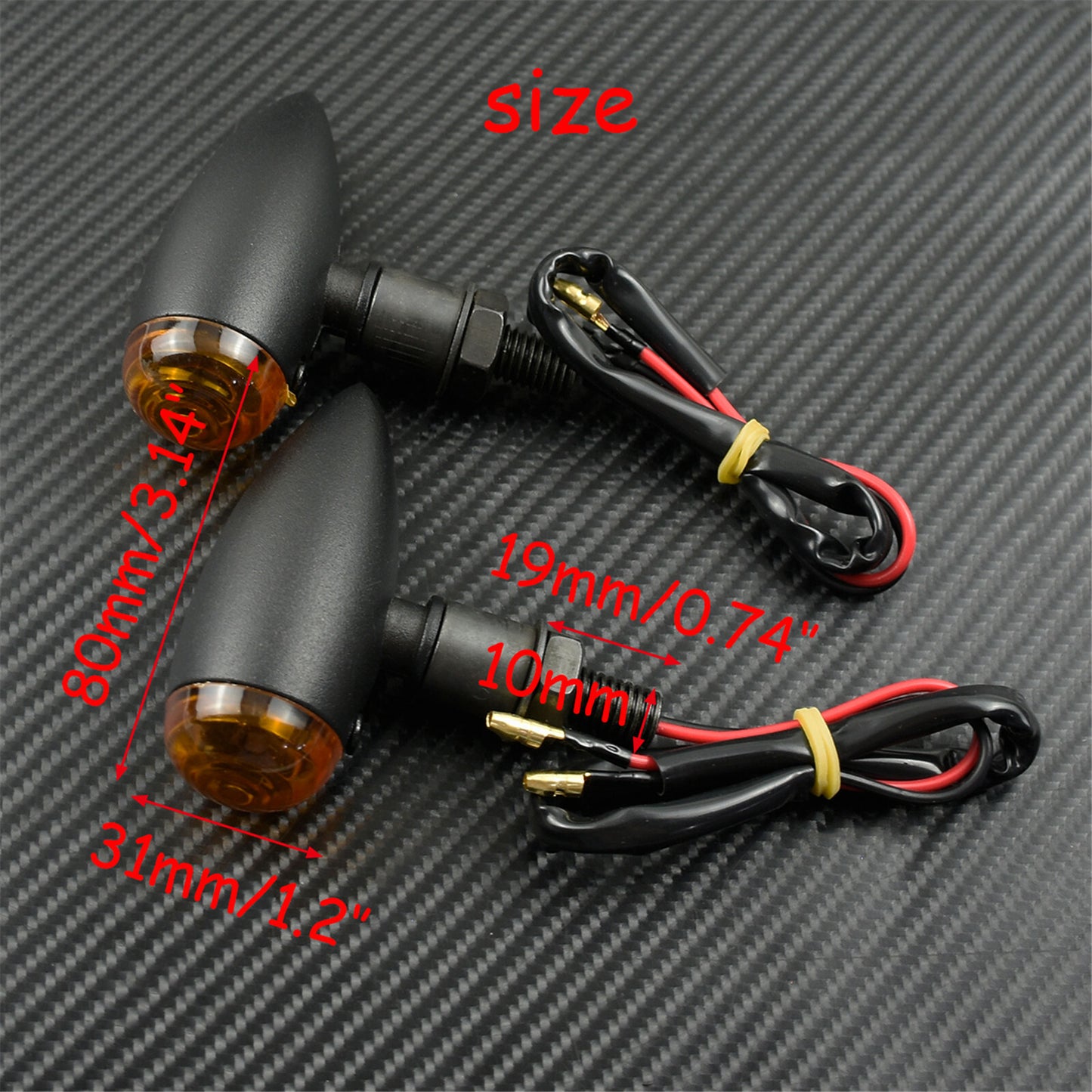 2X 10mm Amber LED Bullet Turn Signal Indicator Light Fit For Bobber Cafe Racer Q