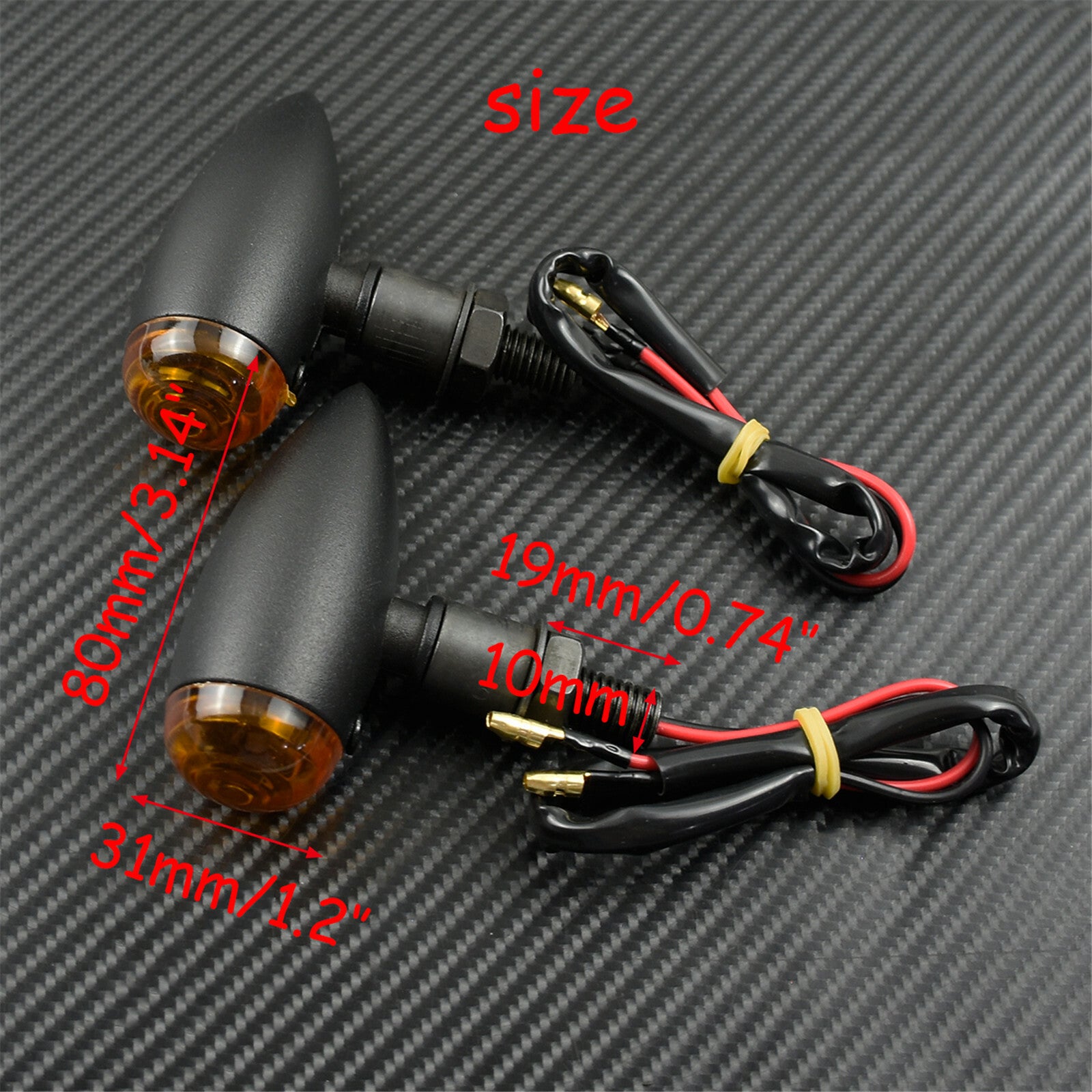 2X 10mm Amber LED Bullet Turn Signal Indicator Light Fit For Bobber Cafe Racer Q