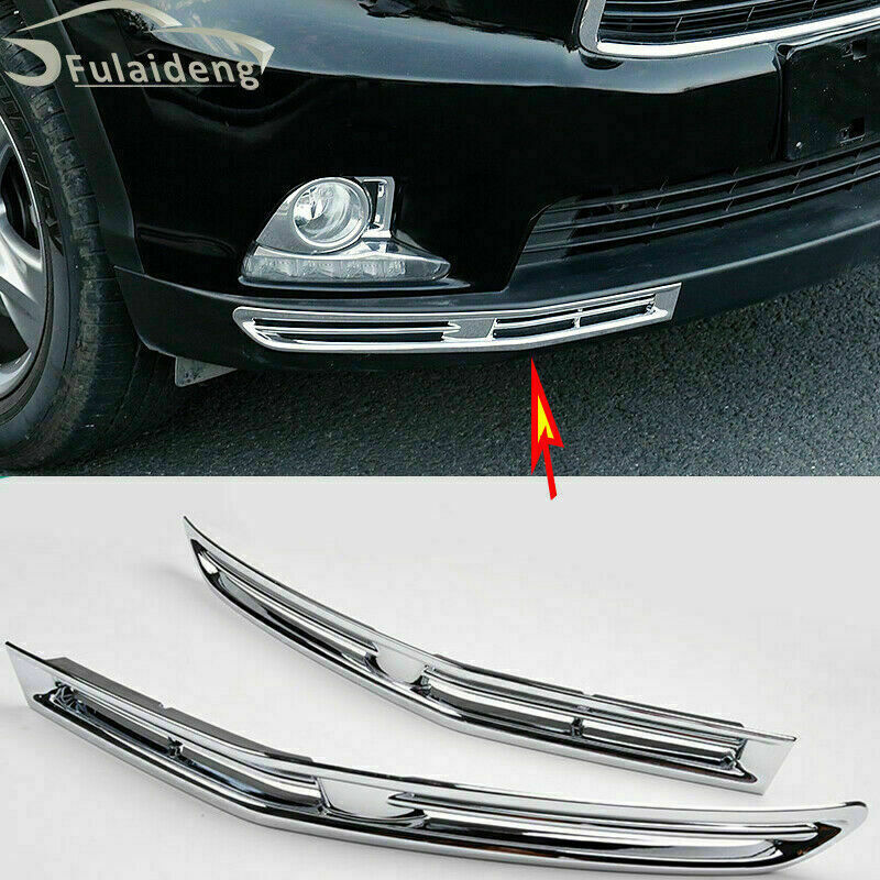 Chrome Front Bumper Fog Light Lamp Cover Trim for Toyota Highlander 2014-2016