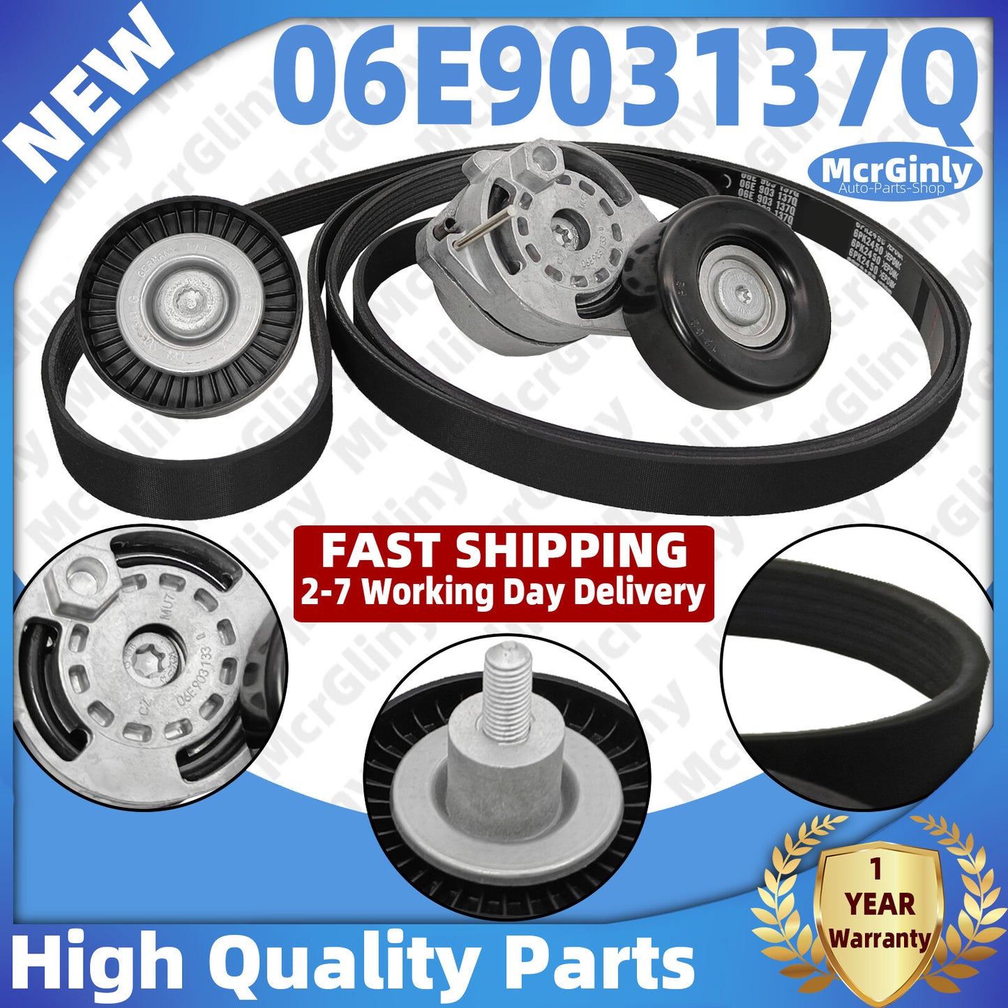 3.0T 6PK2450 Belt Drive Kit 06E903341G 06E903137Q for Audi S4 S5 CAKA CCBA- n