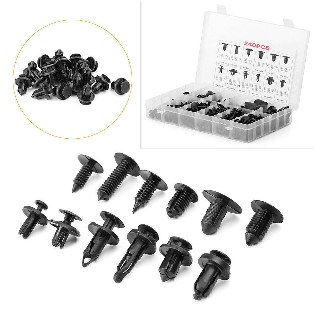240 x Plastic Push Pin Rivet Fasteners Trim Moulding Clips for Car Body