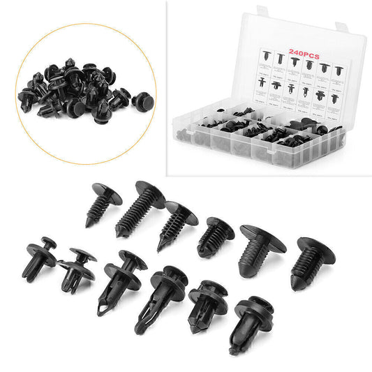 240 x Plastic Push Pin Rivet Fasteners Trim Moulding Clips for Car Body