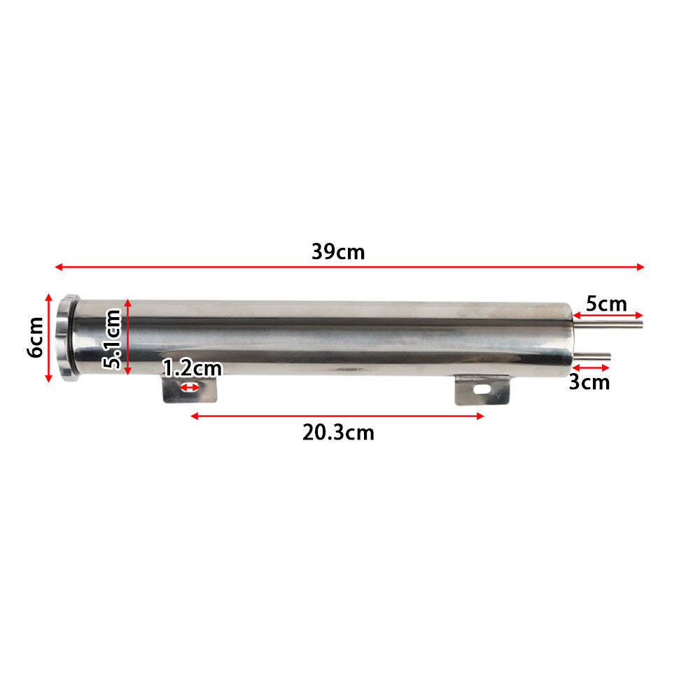 2x13 Polished Stainless Steel Radiator Coolant Overflow Catch Puke Tank 20OZ
