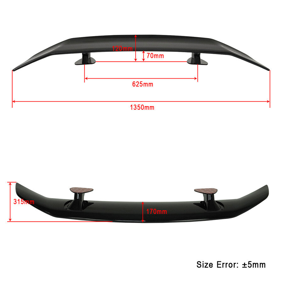 53 Universal Race Car Trunk Rear Spoiler Wing Tail-line Glossy Black + Adhesive